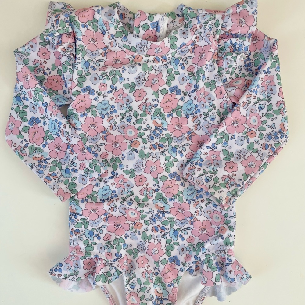 Cecil and Lou Rashguard Swim in Liberty Floral | 9 months